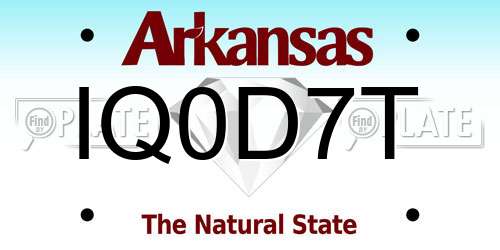 IQ0D7T Arkansas License Plate