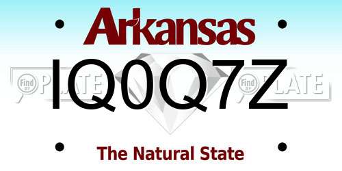 IQ0Q7Z Arkansas License Plate