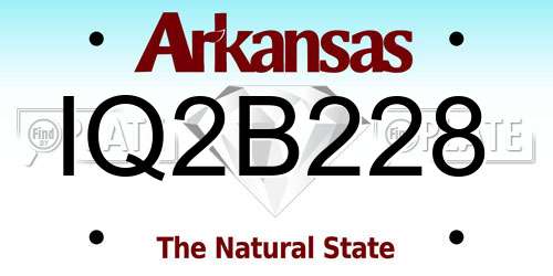 IQ2B228 Arkansas License Plate