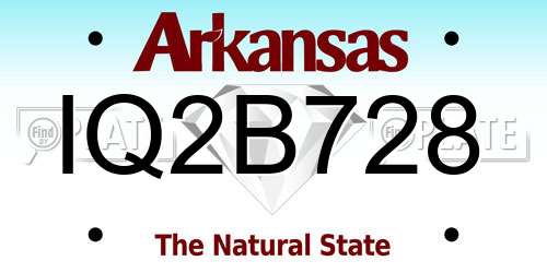 IQ2B728 Arkansas License Plate