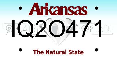 IQ2O471 Arkansas License Plate