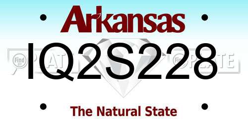 IQ2S228 Arkansas License Plate