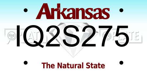IQ2S275 Arkansas License Plate