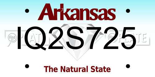 IQ2S725 Arkansas License Plate