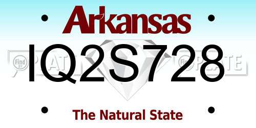 IQ2S728 Arkansas License Plate