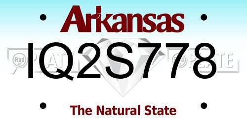 IQ2S778 Arkansas License Plate