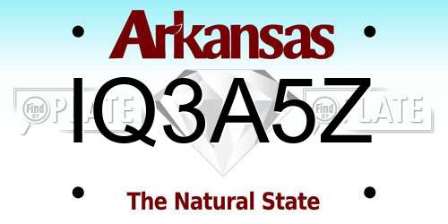 IQ3A5Z Arkansas License Plate