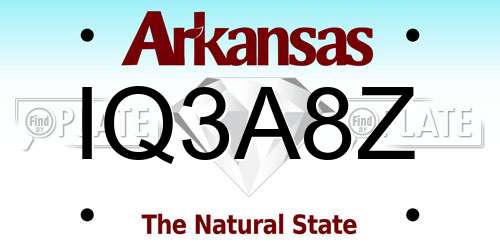IQ3A8Z Arkansas License Plate