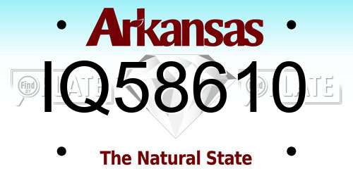 IQ58610 Arkansas License Plate