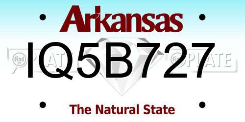 IQ5B727 Arkansas License Plate