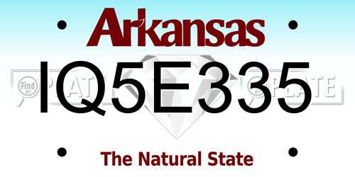 IQ5E335 Arkansas License Plate