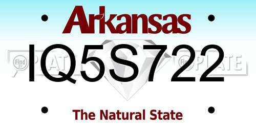 IQ5S722 Arkansas License Plate