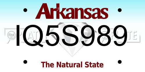IQ5S989 Arkansas License Plate