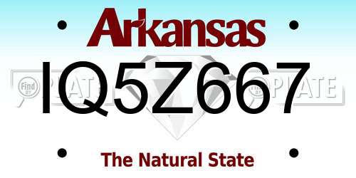 IQ5Z667 Arkansas License Plate