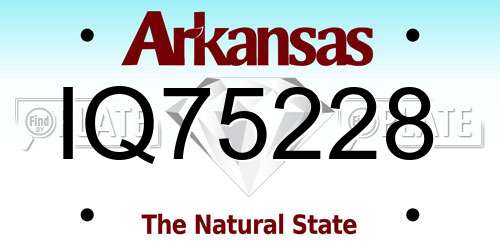 IQ75228 Arkansas License Plate
