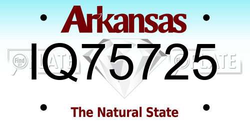IQ75725 Arkansas License Plate