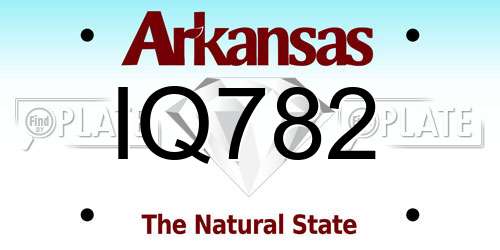 IQ782 Arkansas License Plate