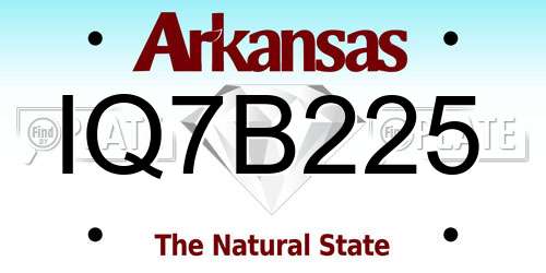 IQ7B225 Arkansas License Plate