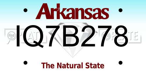 IQ7B278 Arkansas License Plate
