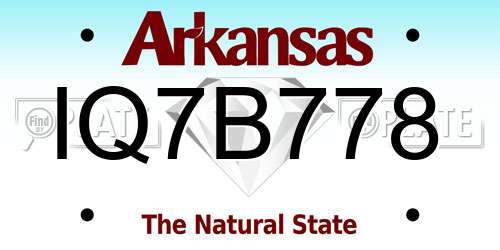 IQ7B778 Arkansas License Plate