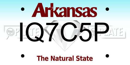 IQ7C5P Arkansas License Plate