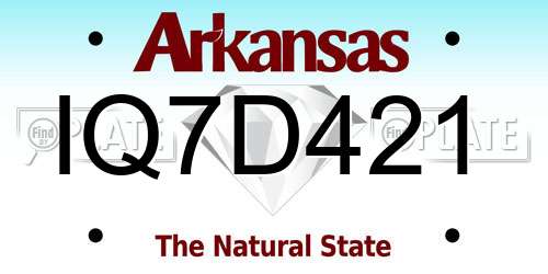 IQ7D421 Arkansas License Plate