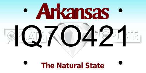 IQ7O421 Arkansas License Plate