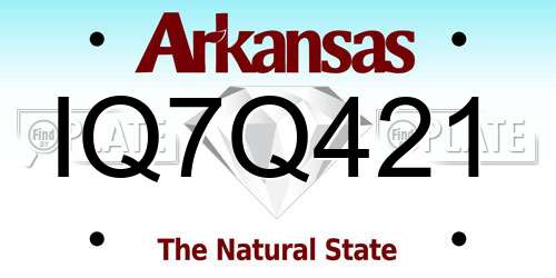 IQ7Q421 Arkansas License Plate