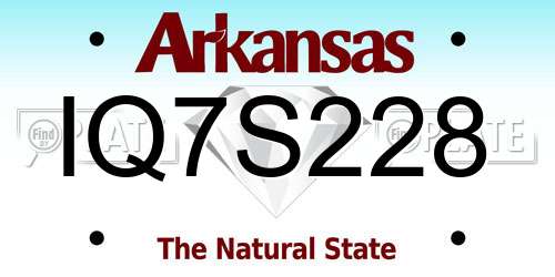 IQ7S228 Arkansas License Plate