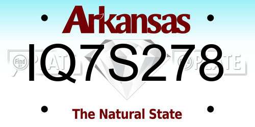 IQ7S278 Arkansas License Plate