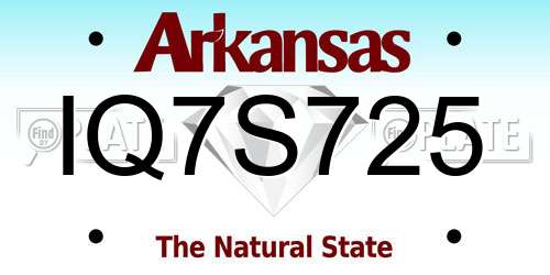 IQ7S725 Arkansas License Plate