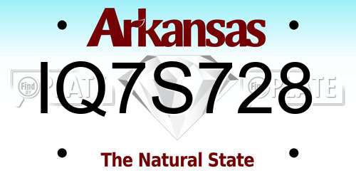 IQ7S728 Arkansas License Plate