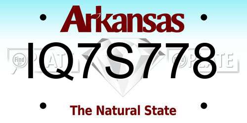 IQ7S778 Arkansas License Plate