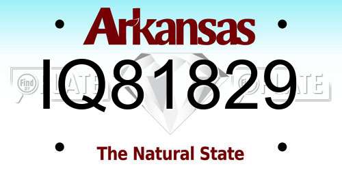 IQ81829 Arkansas License Plate