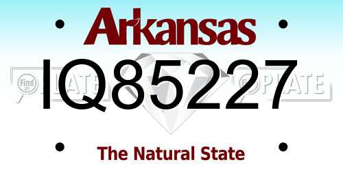 IQ85227 Arkansas License Plate