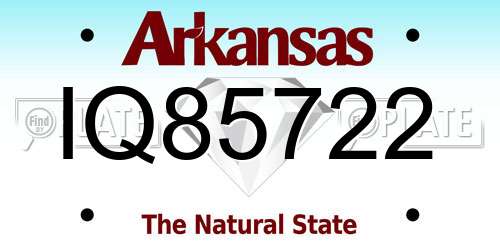 IQ85722 Arkansas License Plate