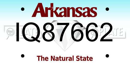 IQ87662 Arkansas License Plate