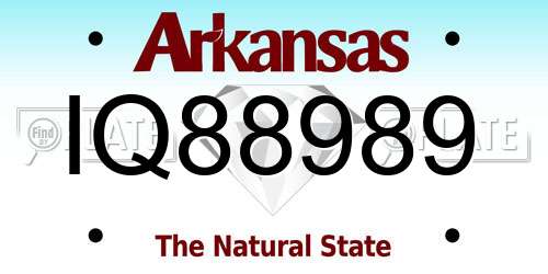 IQ88989 Arkansas License Plate