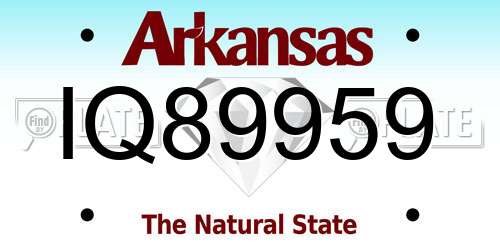 IQ89959 Arkansas License Plate