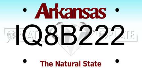 IQ8B222 Arkansas License Plate