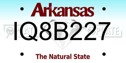 IQ8B227 Arkansas License Plate