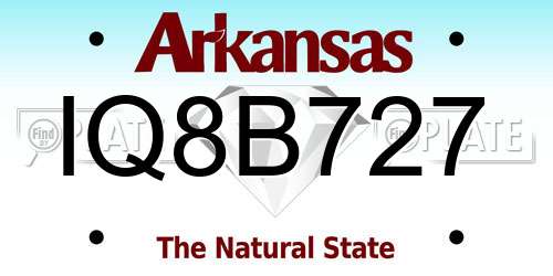 IQ8B727 Arkansas License Plate