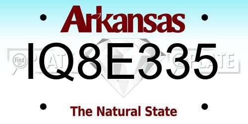 IQ8E335 Arkansas License Plate