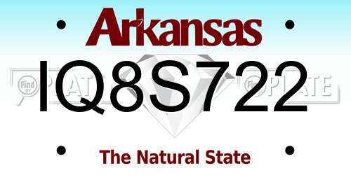 IQ8S722 Arkansas License Plate