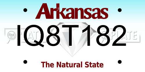 IQ8T182 Arkansas License Plate