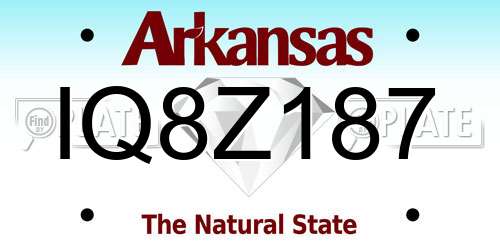 IQ8Z187 Arkansas License Plate