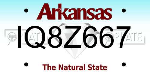 IQ8Z667 Arkansas License Plate
