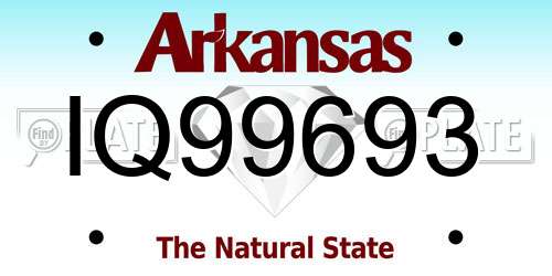 IQ99693 Arkansas License Plate