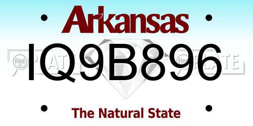 IQ9B896 Arkansas License Plate