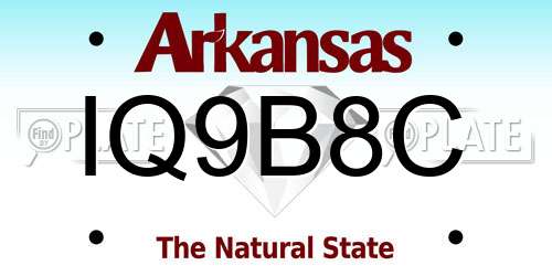IQ9B8C Arkansas License Plate